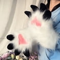 thumbnail image 2 of Byfri White Furry Dragon Paw Full Finger Mittens, Plush Anime Gloves for Themed Events, White 38x20cm, 2 of 7