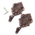thumbnail image 3 of 2pcs Rose Pattern Vintage Zinc Alloy Drapery Curtain Holdbacks Tieback Hooks (Red Copper), 3 of 7