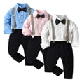 thumbnail image 4 of Beautyzll Toddler Kids Boys Gentleman Suits Outfits,Baby Long Sleeve Shirt Party Clothes Set+ Suspender Pants +Bow Tie 1-6Y, 4 of 10