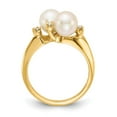 thumbnail image 2 of Solid 14k Yellow Gold 6mm Freshwater Cultured Pearl Diamond Ring Band Size 5.5 (.06 cttw.), 2 of 6