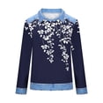 thumbnail image 5 of Long Sleeve Crewneck Pullover for Women Faux Denim Collar Leaf Print Sweatshirt Loose Fit Casual Graphic Top Soft Breathable Daily Wear Clothes, 5 of 5