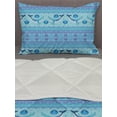 thumbnail image 3 of Whale Comforter & Sham Bedding Set, Ocean Inspired Pattern with Geometrical Borders Fish and Scallops, 3 pcs Duvet Set Microfiber Filling Quilt, 5 Sizes, Turquoise Lilac Blue, by Ambesonne, 3 of 4
