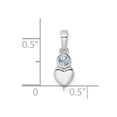 thumbnail image 2 of FJC Finejewelers 925 Sterling Silver Birthstone Rhodium Plated Polished Aquamarine Heart Charm 17 x 5 mm, 2 of 6