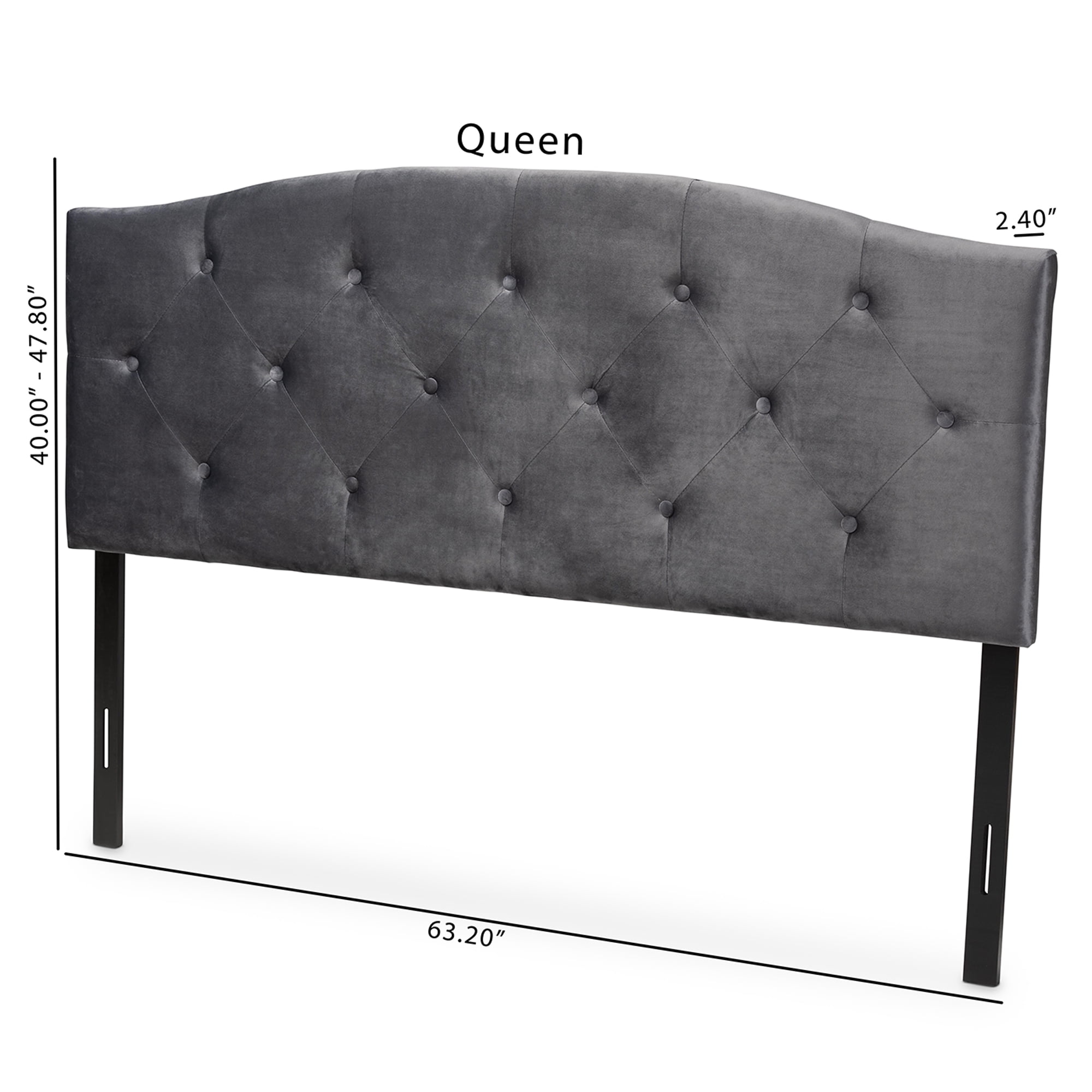 Baxton Studio Leone Modern and Contemporary Grey Velvet Fabric Upholstered Full Size Headboard