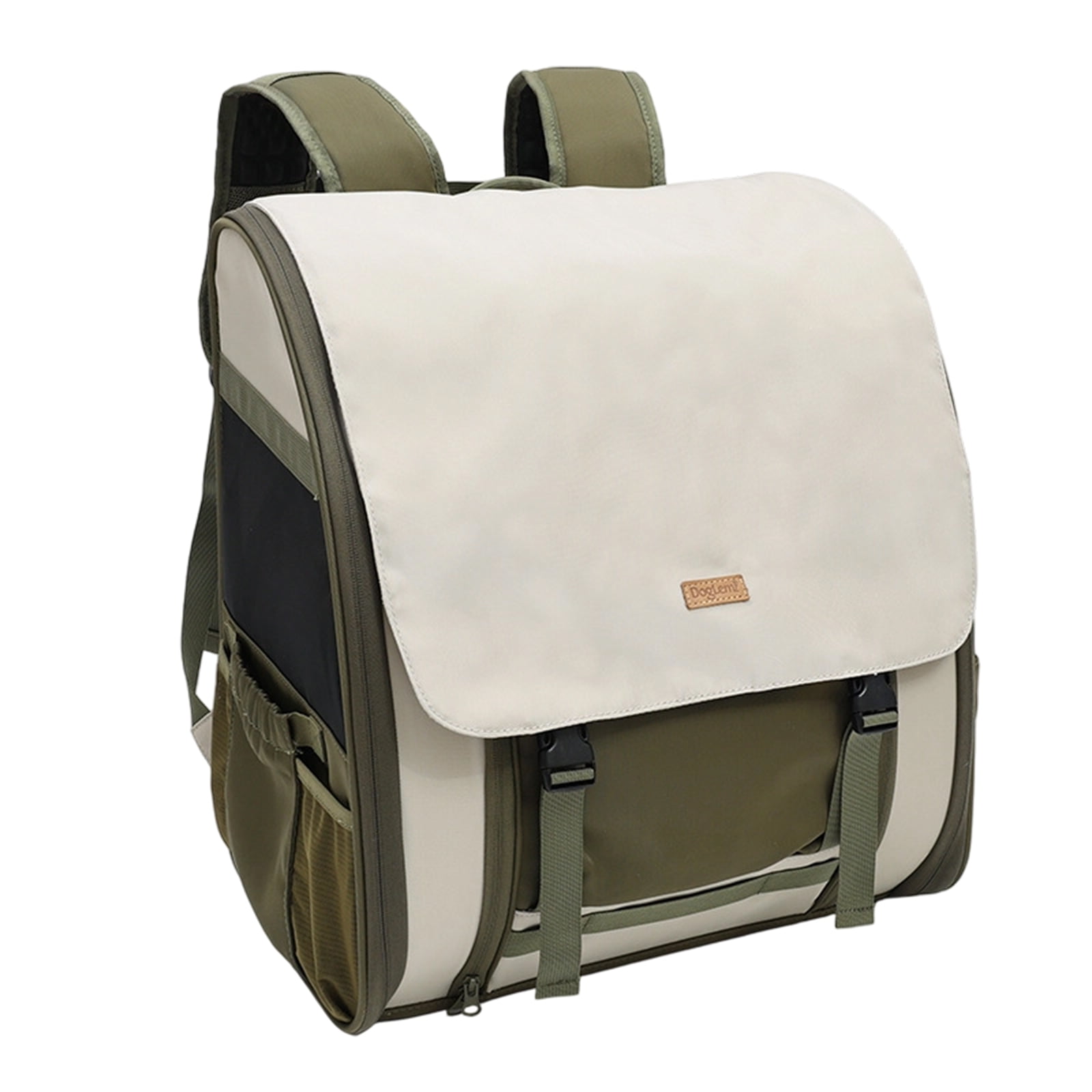 Dog and Felines Travel Pack with Fabric Construction Ventilated Design Front Panel Two Fasteners Edges Zip and Exterior Storage Pouches