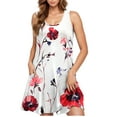 thumbnail image 5 of ZQUUVOU Women's Casual Plus-Size Sleeveless Round Neck Short Floral Dress White, 5 of 5