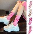 thumbnail image 3 of Calcetines LUVCLS de Fresas Rosas y Blancas Hechos con Algodón y Poliéster Hot U3, 3 of 6