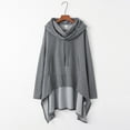 thumbnail image 2 of VISALY Hoodies Pullover Drawstring Sweatshirt Women's Solid Color Irregular Loose Pocket Sweatshirt Oversized Sweatshirt Lightweight Pullover for Women Dressy Sweaters for Women Dark Grey Xxl, 2 of 6