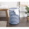 thumbnail image 2 of PE-Coated Cotton Polyester Laundry Hamper Stripe Nautical Blue Round 13.5x13.5x20, 2 of 4