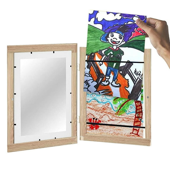 A4 Children Wooden Picture Frame Rectangle Art Frame Home Decor for Kids Drawing Art Projects