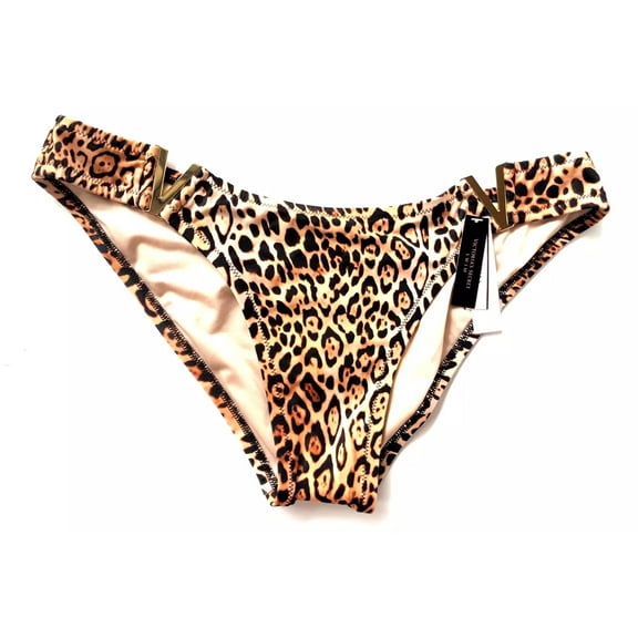 Victoria's Secret Swim V-Hardware Cheeky Bottom Leopard/Tiger Print Size Medium NWT
