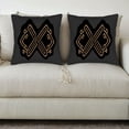 thumbnail image 3 of Set of 2 18x18in Throw Pillow Covers with Modern Black Background and Intricate Golden - Orange Geometric Design for Couch Bed Car, 3 of 8