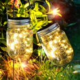 thumbnail image 4 of Solar Mason Jar Lights String Fairy Star Firefly Jar Lids Lights with Hangers,Jars and Battery Not Included,Perfect for Outdoor Garden Patio Party Decorations, 4 of 7