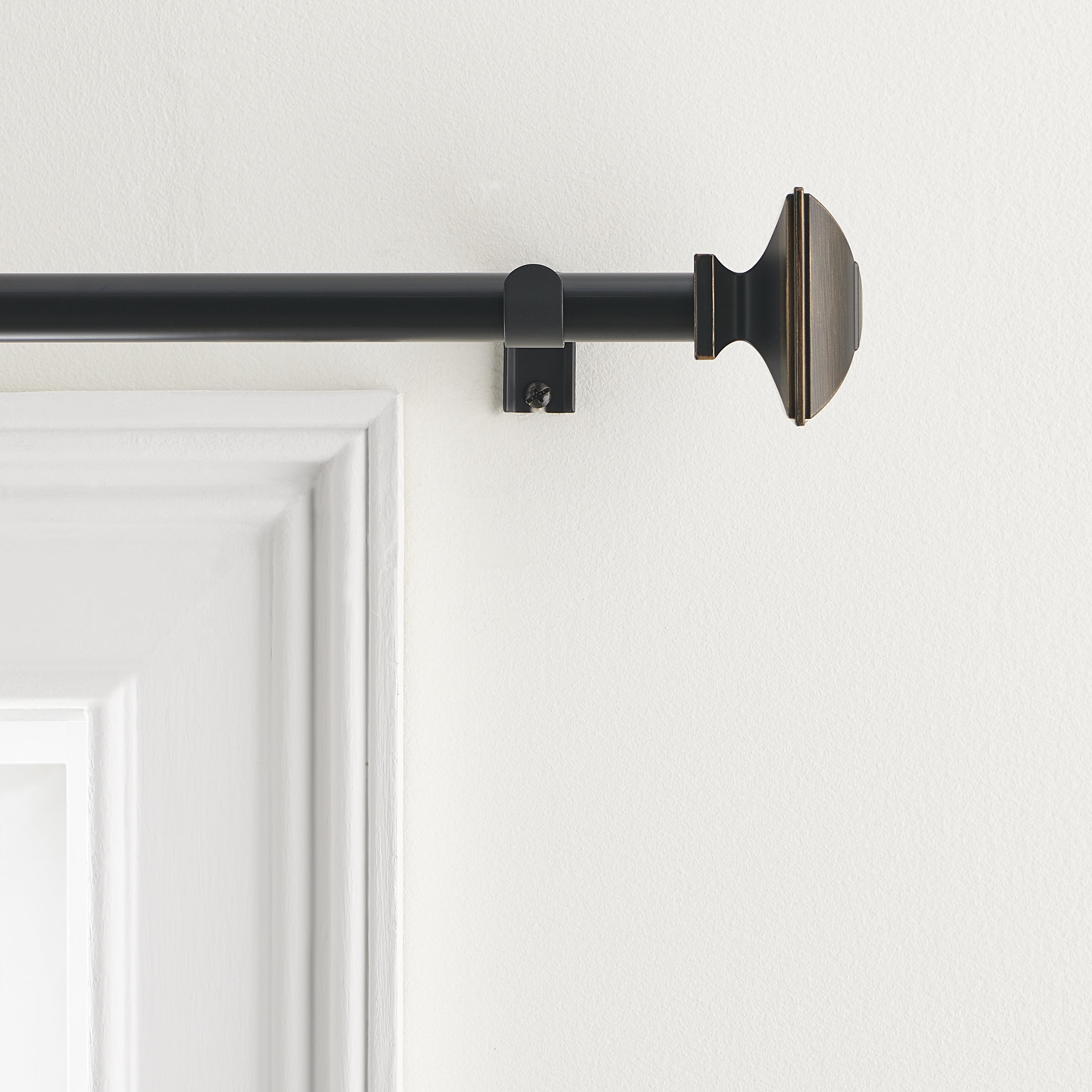 Mainstays 3/4" Square Adjustable Curtain Rod Set, 30-84", Black