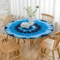 thumbnail image 3 of Blue Tie Dye Spiral Pattern Round Fitted Tablecloth with Elastic Edge,Dining Table Cover Waterproof,Outdoor Round Tablecloth for Camping,Dining,Indoor and Outdoor, 3 of 7