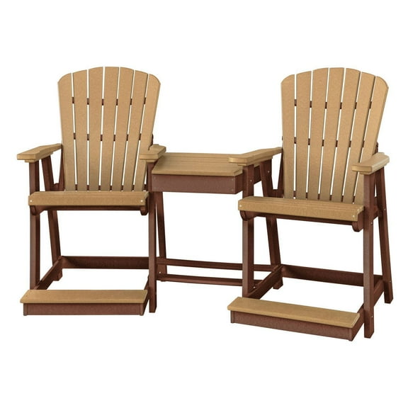 HomeStock Global Greatness Counter Height Settee Table Combo in Cedar with a Tudor Brown Base