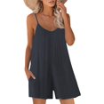 thumbnail image 1 of Combinaison Décontractée Sans Manches à Bretelles, Ample et Ajustable pour Femmes, Short Extensible, Barboteuse avec Poches, 1 of 4