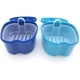 thumbnail image 1 of Caja para dentaduras postizas, caja para prótesis, caja para baño para dentaduras postizas, caja de almacenamiento para dentadura postiza con contenedor de red colgante, color azul claro, 1 of 5