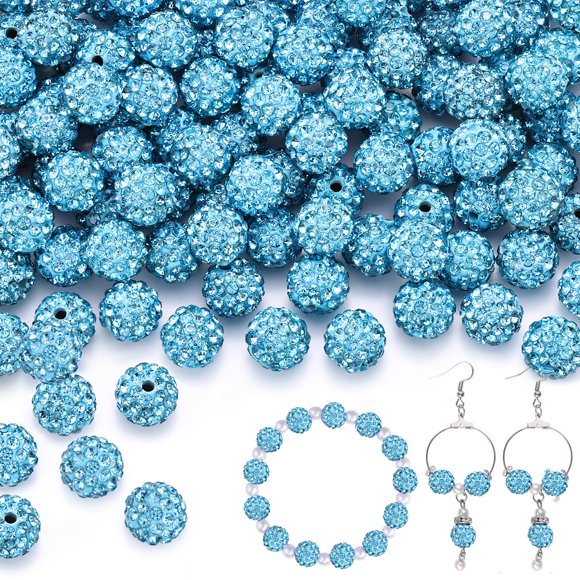 Craft Beads TINKRSTUFF con diamantes de imitación aguamarina de 10 mm, 150 unidades