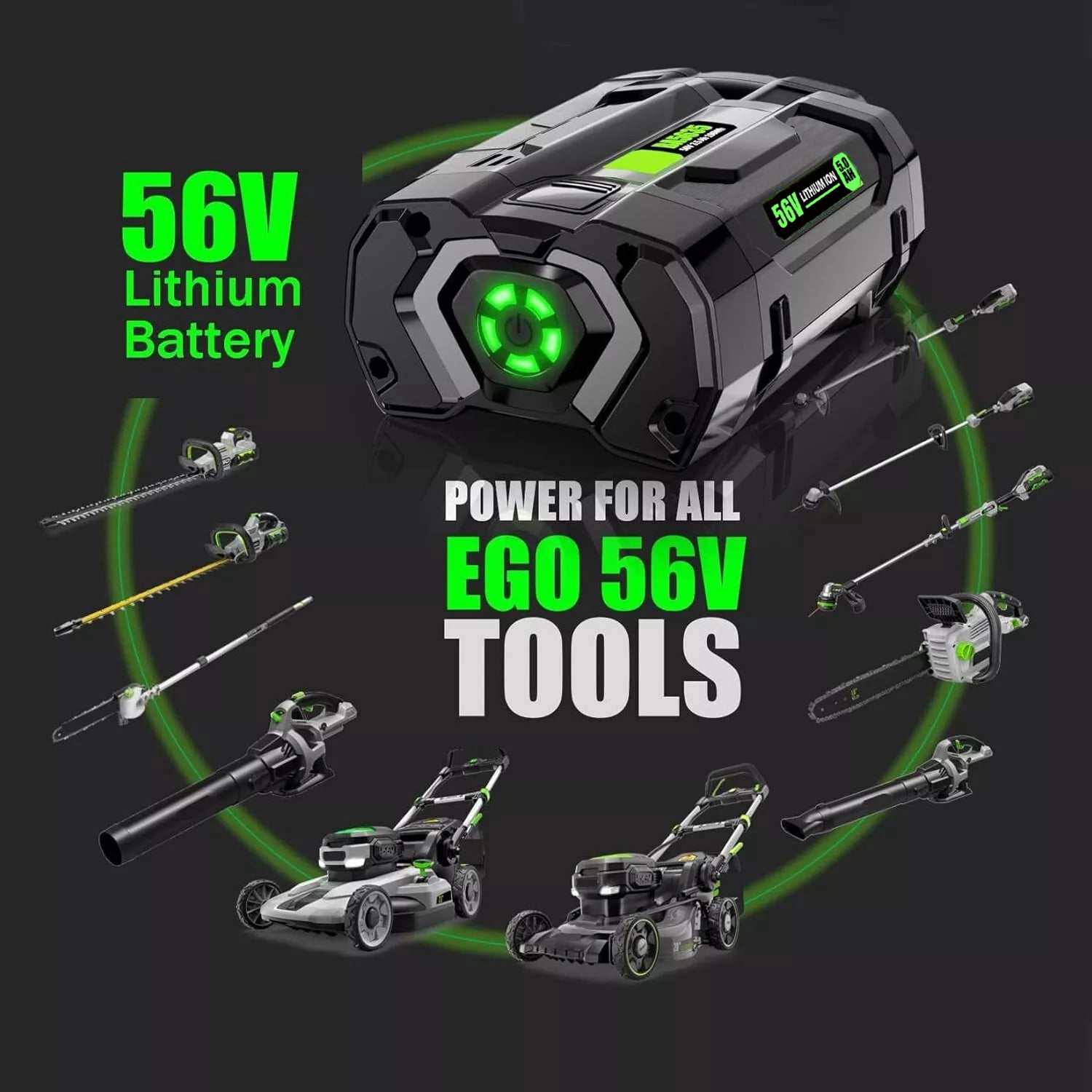 2Pack 5.0Ah Replacement for EGO 50.4V(56Vmax) Lithium Battery BA2800T BA2800 5000mah with Fuel Gauge Compatible with Ego Power Tools