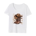 thumbnail image 3 of Camiseta de mujer con cuello redondo y manga corta para oficina, vacaciones, playa SG, 3 of 7