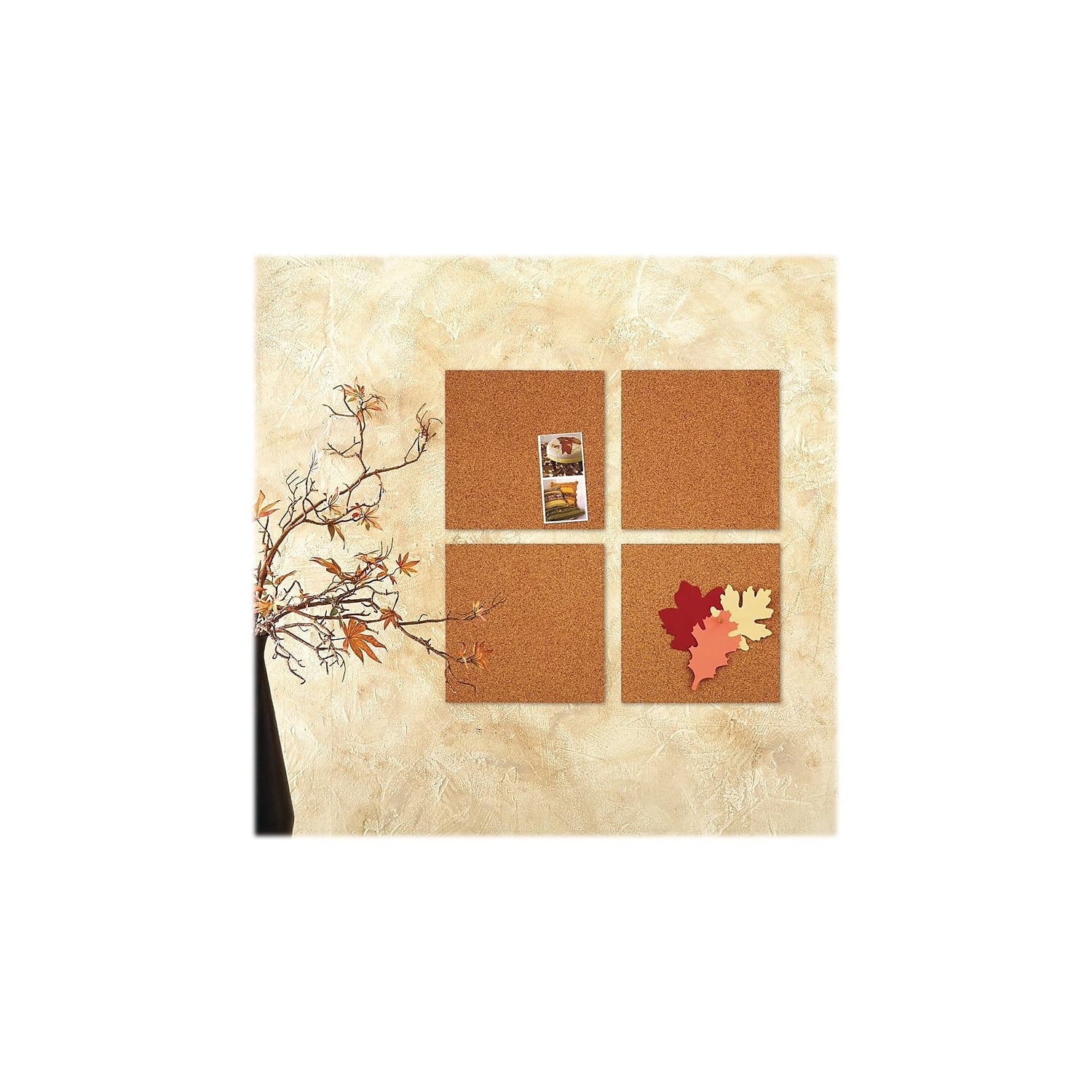 Cork Tiles cork board wall mount 1/4 x 12 x 12 in. 4 pc. With Mounting Tape