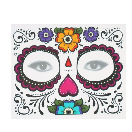 Temporary Tattoo Sticker Scars Terror Halloween Flowers Pattern Eyes Face Stickers Makeup (Best Body Makeup For Scars)