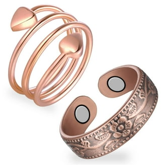 YINOX 99,9% zuiver koperen ring voor artritis met 3 magneten, magneetringen, pijnverlichting, carpaal tunnelsyndroom, vingers, duim, koper