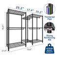thumbnail image 3 of GloryStar Large Capacity Freestanding Garment Rack, Heavy Duty Metal Closet Organizer with Adjustable Shelves and Clothes Rods, 3 of 7