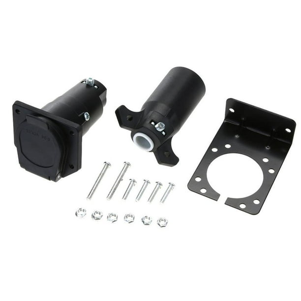 7-Way US RV Boat Truck Trailer Connector Plug+ Socket+ Bracket Set Kit ...
