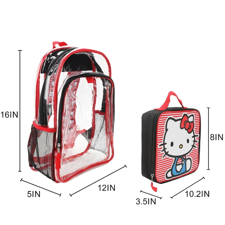 hello kitty backpack with clear window and Friends Lunch Box - Bundle with Hello Kitty Backpack, Hello Kitty Lunch Bag, Water Bottle, Stickers, More through design lets the character details take the lead Hello Kitty Figural Clear Backpack