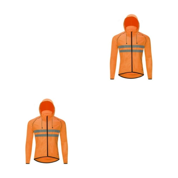 Yuarrent Chaqueta de ciclismo abrigo con capucha para correr rompevientos chaleco a prueba de viento ropa impermeable mujer hombre montar Naranja 4XL/EUR 3XL 2Conjunto