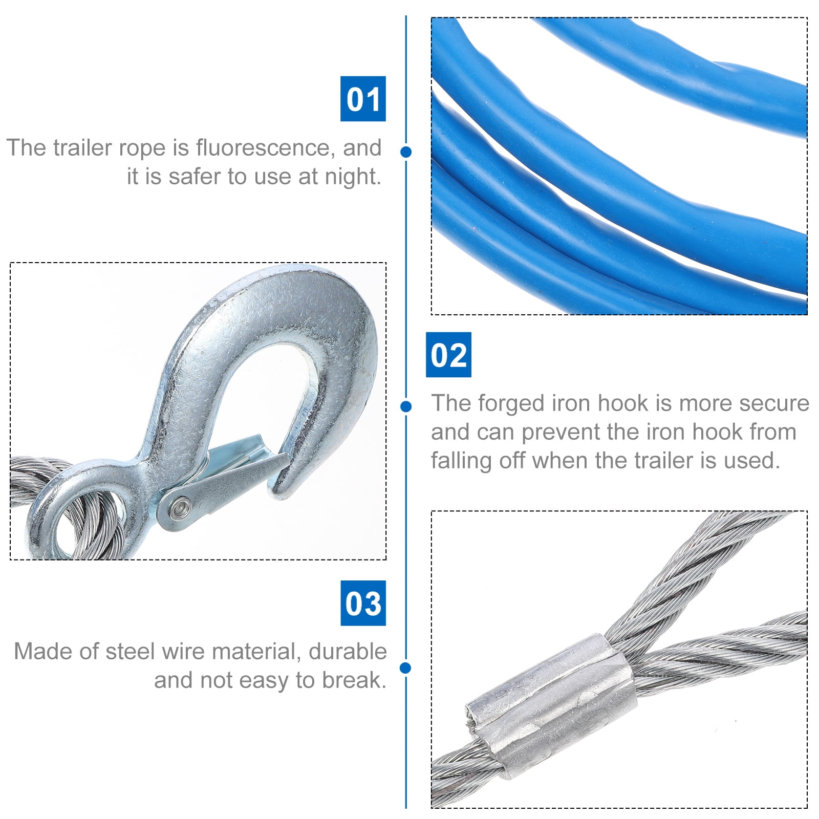 WORGEOUS  Bungee Cords with Hooks Trailer Hitch Lock Rope for Heavy Duty Car Special
