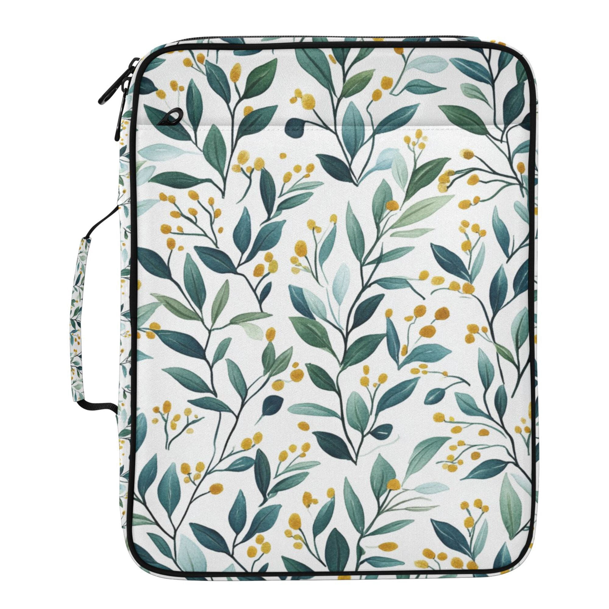 FORMRS Accordion File Folder A4 Size 7-Pocket Expanding Document Organizer Bag with 3 Ring Binder, Darker Leafy Pattern
