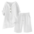thumbnail image 2 of Up to 70% Off! Xuniizn Linen Short Sets for Women Lightweight V Neck 2 Piece Short Sets with Buttons Summer Casual Breathable Shorts Sets Outfits(S-5XL), 2 of 4