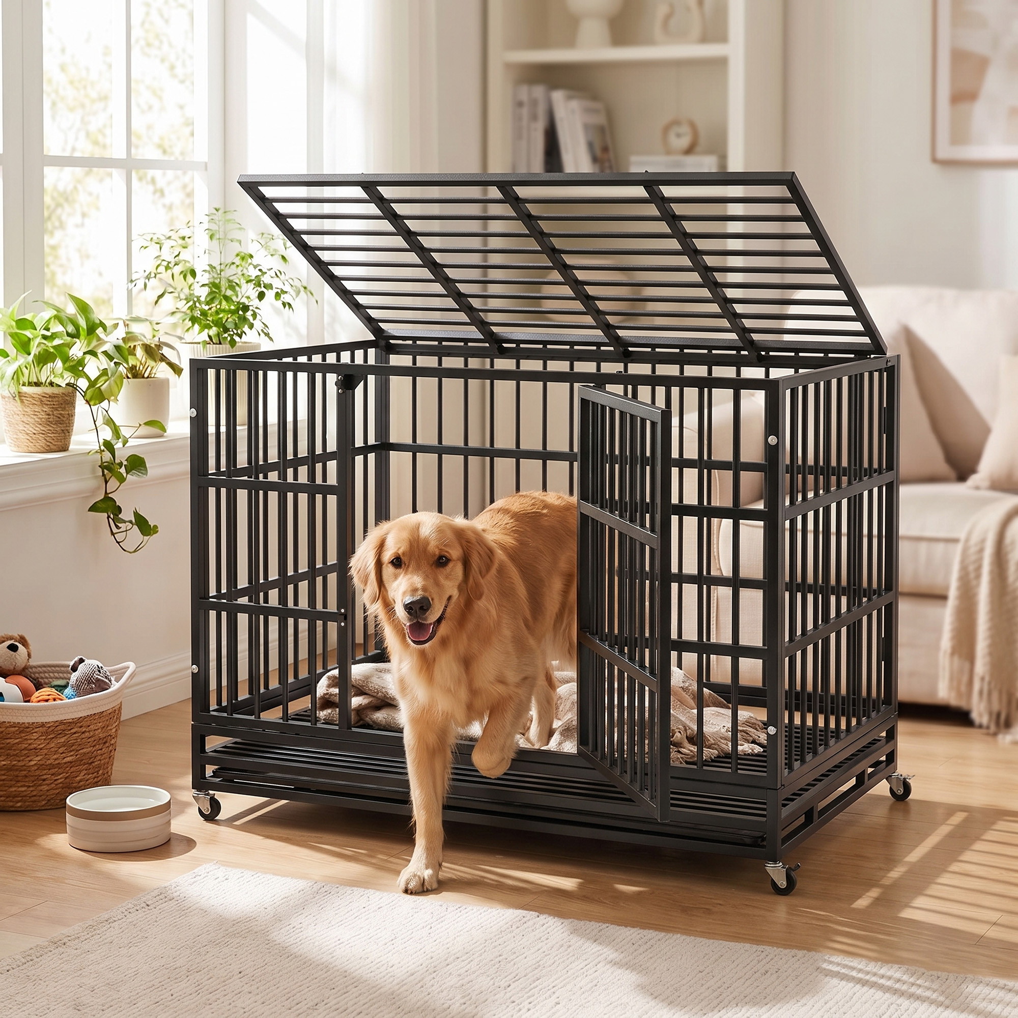 Waleaf 48 Inch Heavy Duty Dog Crate with Wheels photo 2