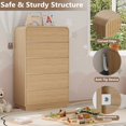 thumbnail image 4 of Tall Dresser for Bedroom with 5 Drawers, Fluted Chest of Drawers with Round Curved Corner, Hidden Handles, Modern Wood Storage Organizer for Bedroom, Nursery, Living Room, 4 of 7
