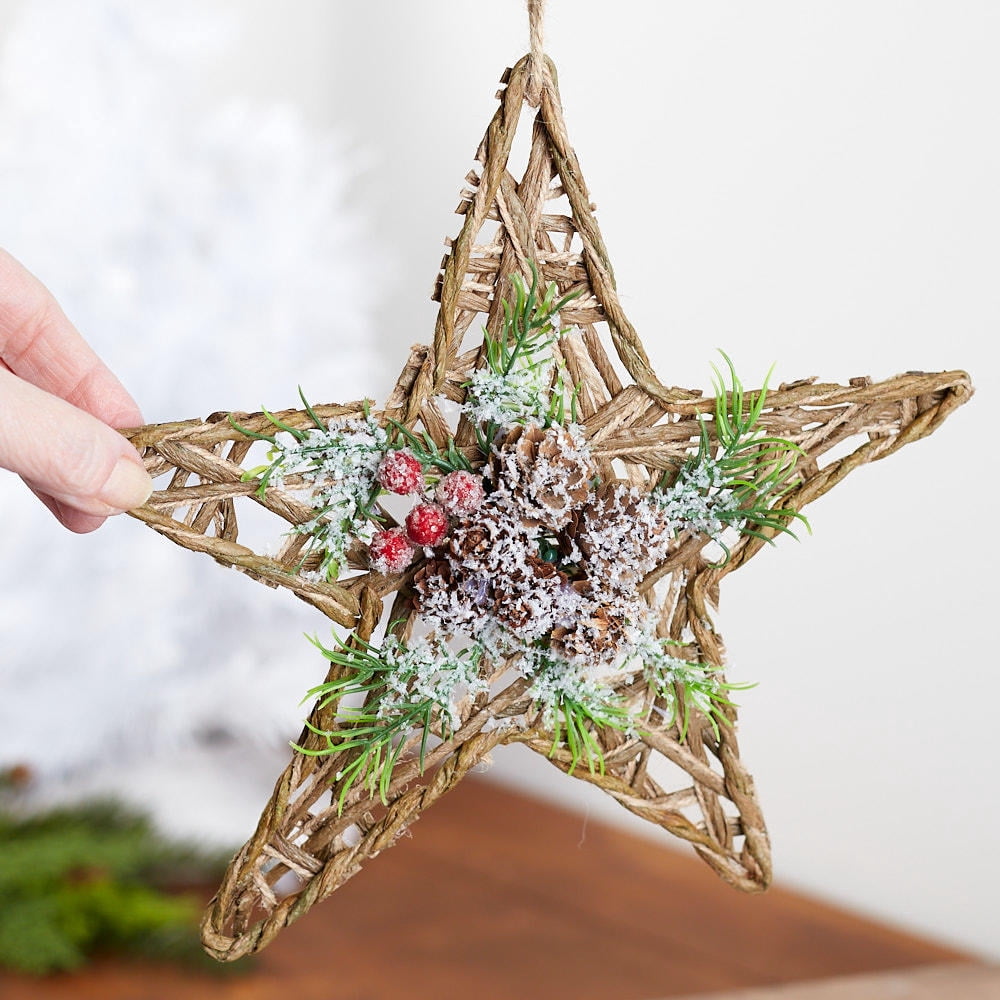 3pc Mixed Rustic Jute Woven Trees and Star Ornament Set - for Christmas Decor - Factory Direct Craft