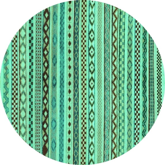 Ahgly Company Indoor Round Abstract Turquoise Blue Modern Area Rugs, 4' Round
