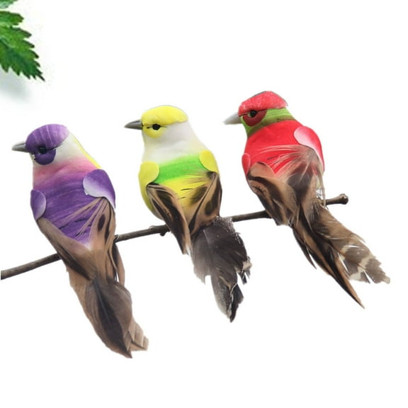 MLINS Artificial Feathered Birds for Decoration Use Extremely Realistic and Detailed 3pcs Assorted Color