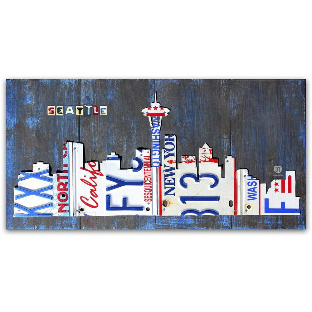 Seattle Skyline License Plate' Canvas Art by Design Turnpike Walmart