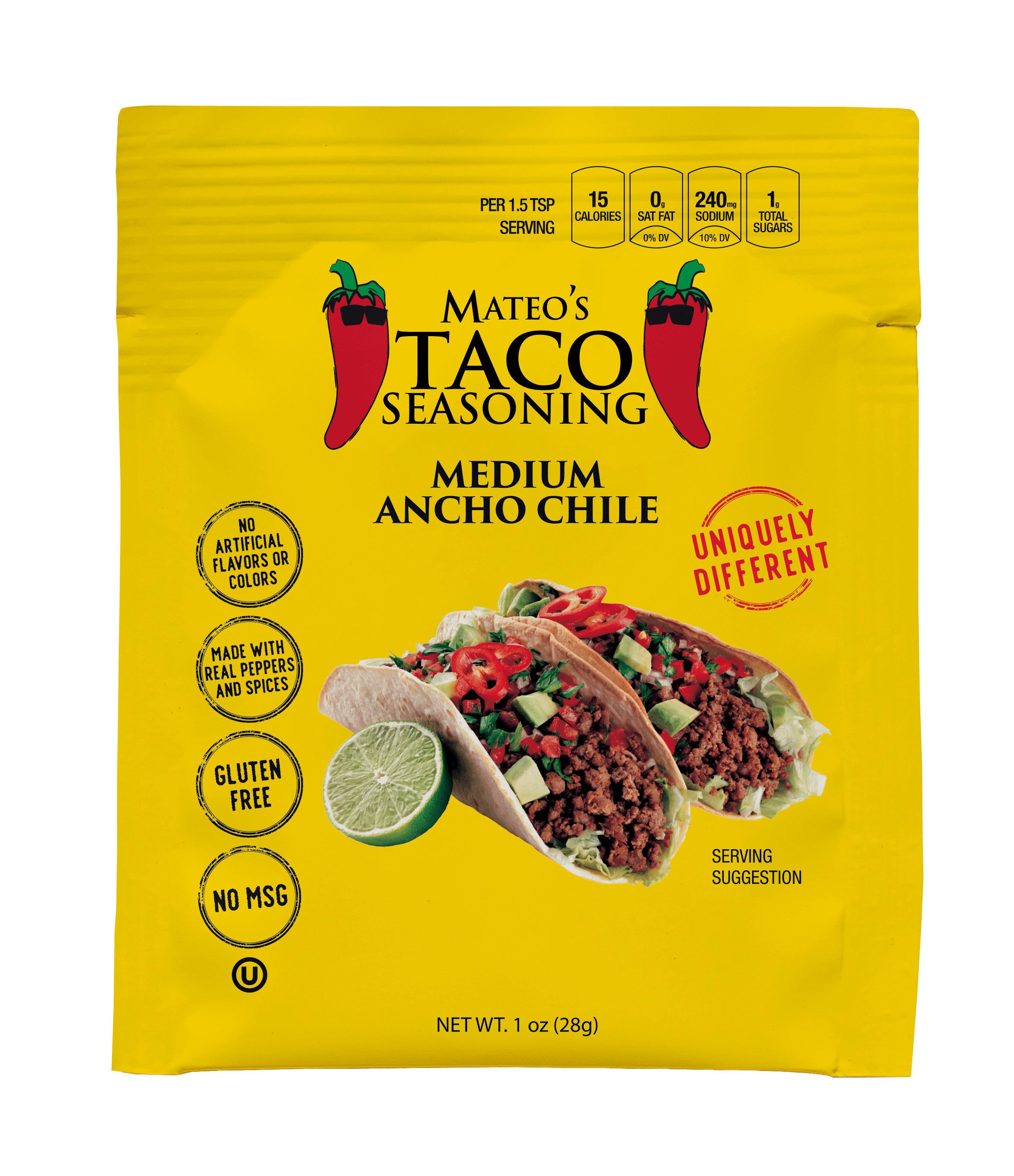 (12 pack) Mateo's Taco Seasoning Medium Ancho Chile