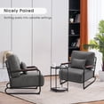 thumbnail image 3 of Mcombo Set of 2 Modern Accent Chairs, Armchair with Steel Legs, Leathaire Lounge Chairs for Living Room Office HQ102 (Grey）, 3 of 8