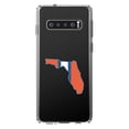thumbnail image 1 of DistinctInk Clear Shockproof Hybrid Case for Samsung Galaxy S10 (6.1" Screen) - TPU Bumper Acrylic Back Tempered Glass Screen Protector - Orange & Blue State of Florida, 1 of 2