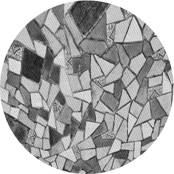 Ahgly Company Machine Washable Indoor Round Transitional Carbon Gray Area Rugs, 8' Round