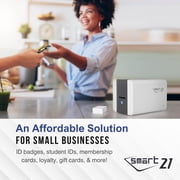 IDP SMART-21SB-EZ ID Card Simplex Printer Bundle, Includes printer, YMCKO color ribbon, 100 PVC cards, PC-only software, USB Camera
