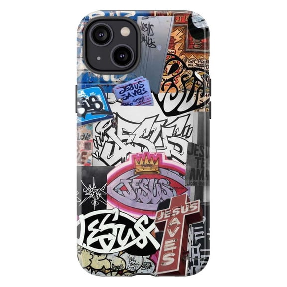 Jesus Graffiti Phone Case – Urban Street Art Inspired Design, Protective iPhone Case for iPhone 16 15 14 13 12 11 Pro Max Plus Mini