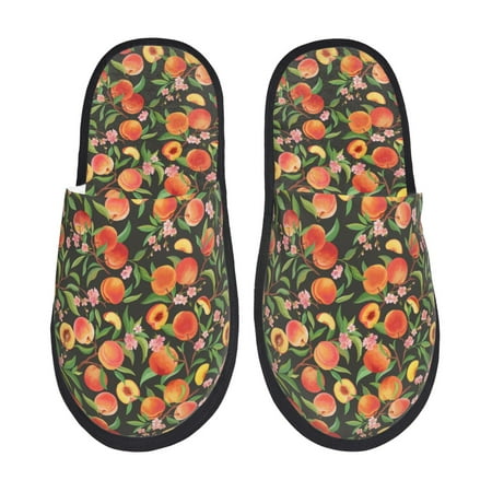 Balery Fruits Peach Slient Indoor Furry Fleece Comfort House Shoes Soft Non-Slip Home Shoes Cotton slippers House Slippers-- Medium
