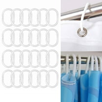 24 Pcs Set Plastic Bathroom Shower Curtain Rings Hooks White Rustproof Clips New