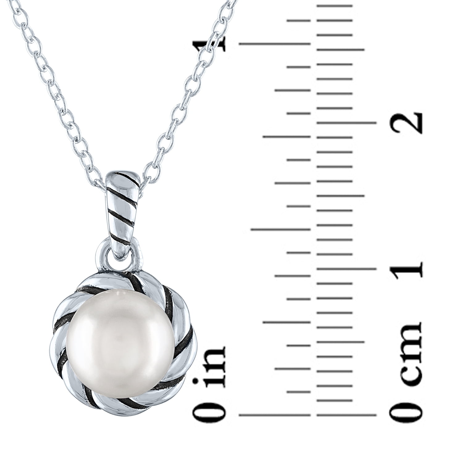 Ladies Brilliance Fine Jewelry Sterling Silver Simulated Pearl Pendant, 18"
